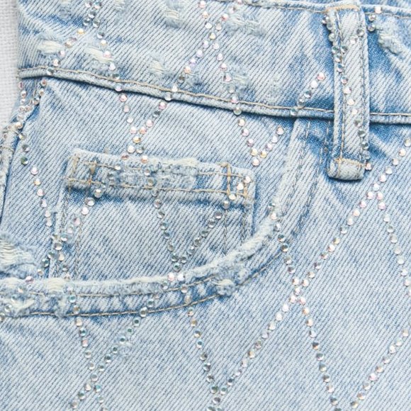 Zara Beautiful Rhinestone Shorts NWT - 0 - Picture 4 of 8